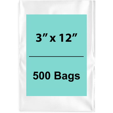 Clear Flat Poly Bags 3"X12" 500 Bags